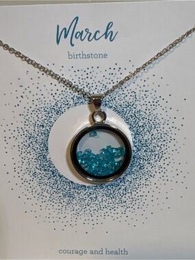 March Birthstone Blue Crystal Pendant Necklace